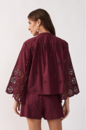 CAMISA ALGODAO BORDADO BARRADO VINHO OUTONO