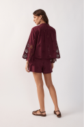 SHORT ALGODAO BORDADO BARRADO VINHO OUTONO