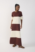 VESTIDO BICOLOR OFF NEVOA / MARROM TERRA