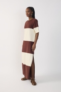 VESTIDO BICOLOR OFF NEVOA / MARROM TERRA